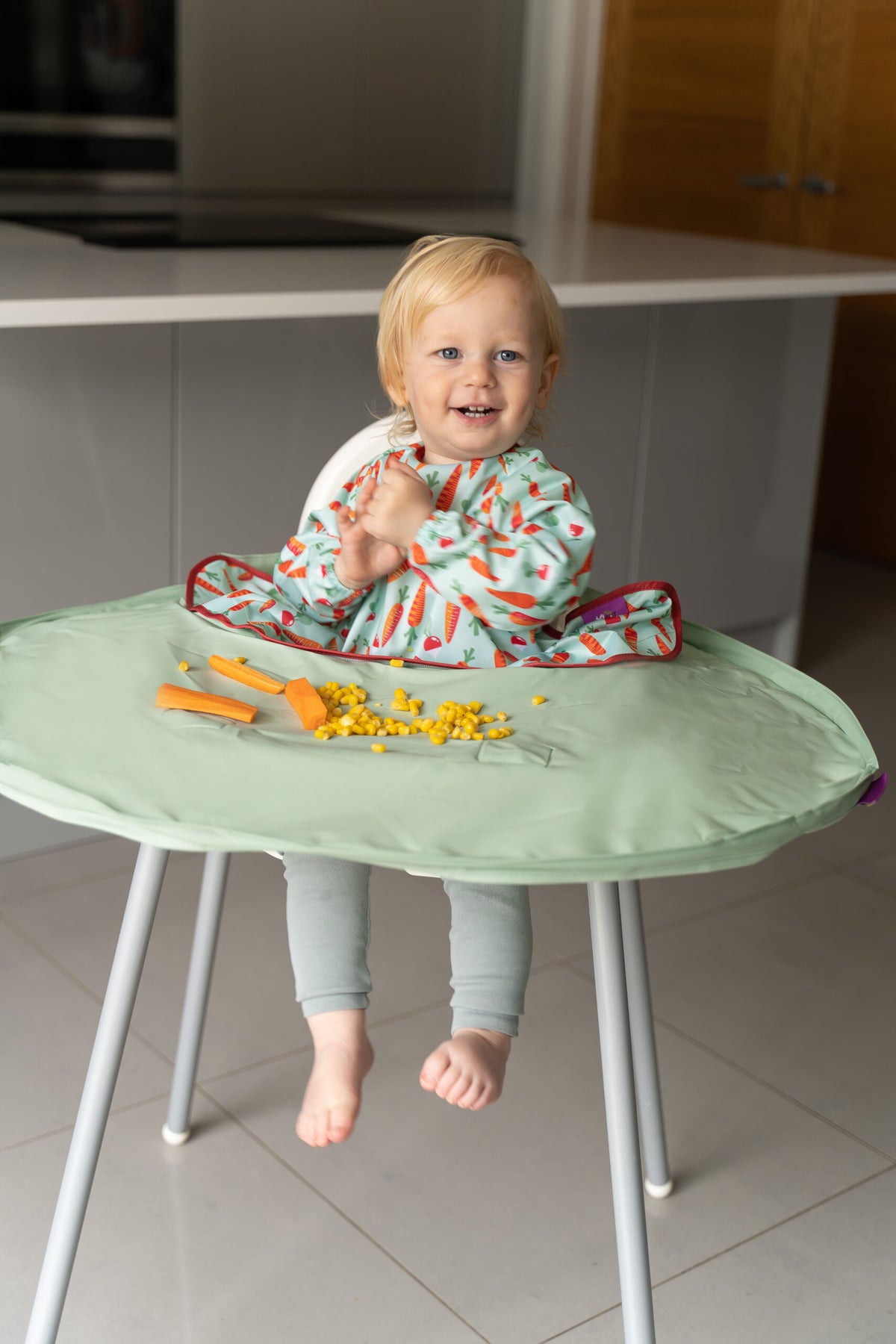 Tidy tot kit babete e tabuleiro verde sálvia