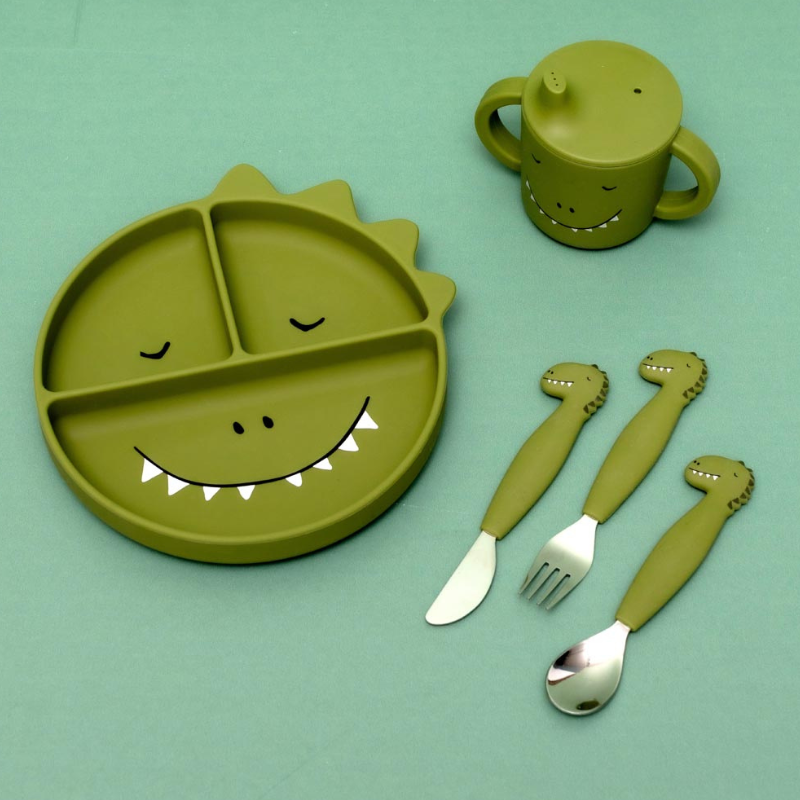 Trixie prato de silicone com divisórias e ventosa - mr. dino +4 meses