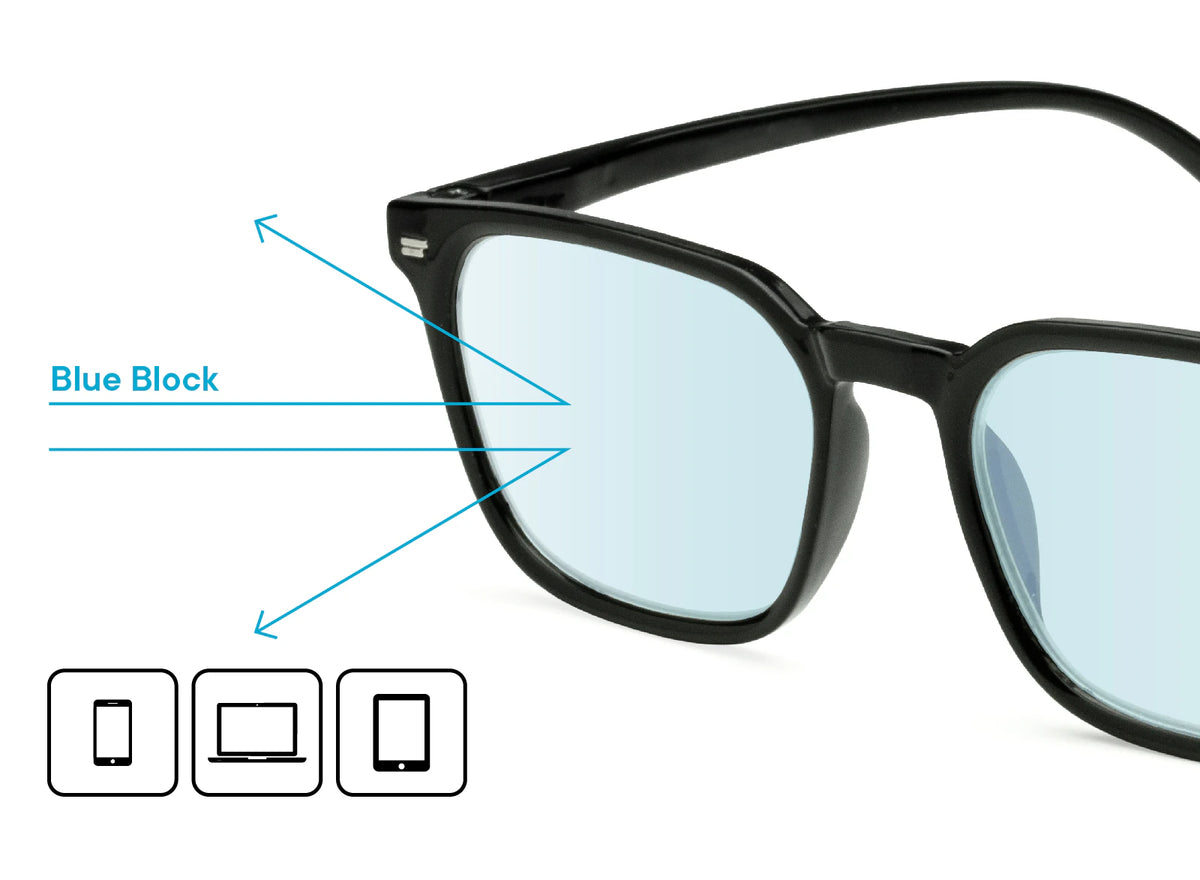 Utilissimi óculos de leitura com filtro luz azul redondo graduação - preto