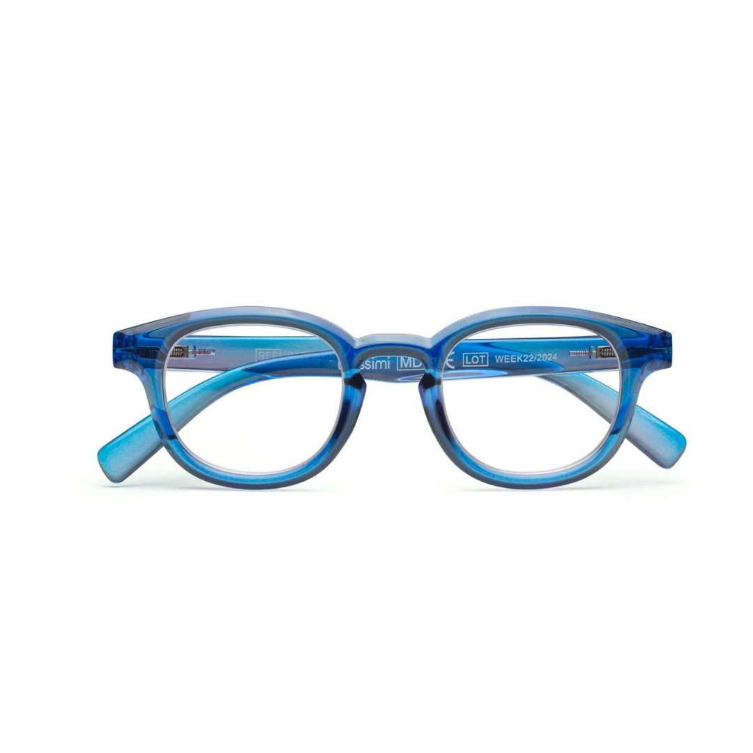 Utilissimi óculos de leitura quadrado/arredondado com graduação - azul claro e roxo
