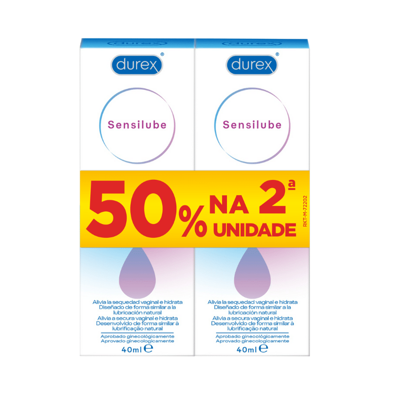 Durex sensilube 40ml oferta de 50% na 2º unidade 2x40ml